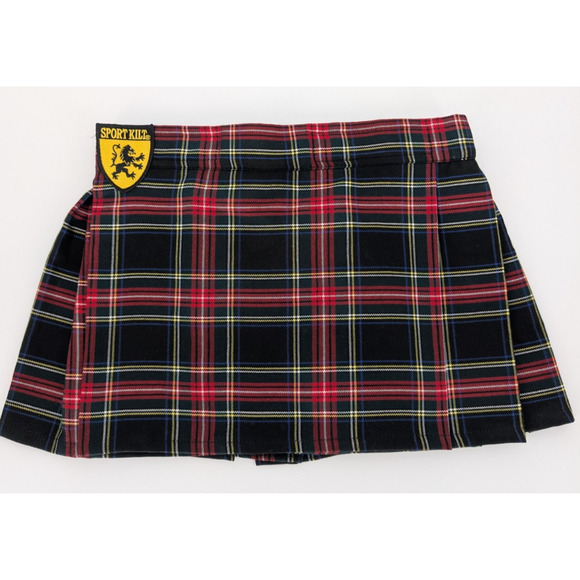 Sport Kilt Womens  Stewart Black‎ Tartan Plaid Micro Mini Pleated Skirt Medium - Picture 3 of 11
